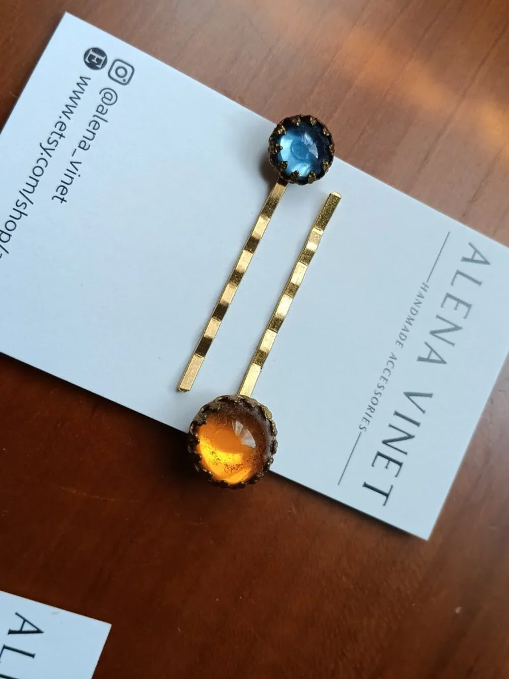 NWT Colorful Glass and Brass Bee Hair Pins by New Orleans Designer